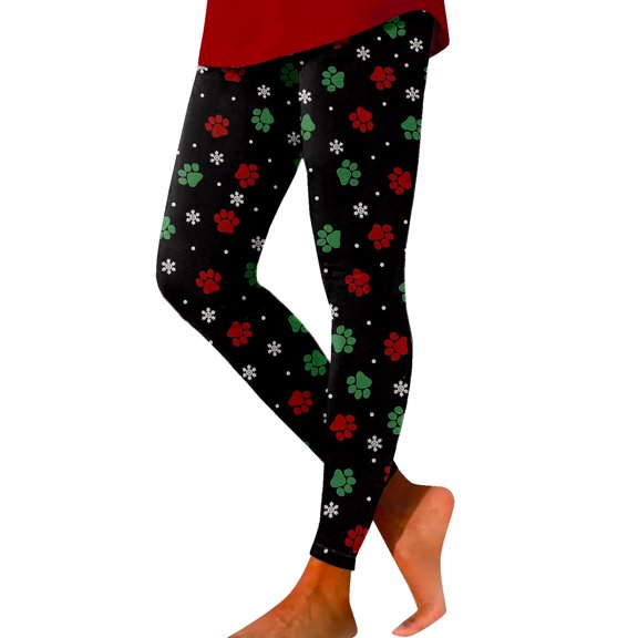 Kcolen Tummy Control Yoga Pants for Women, High Elastic Waistband Workout Yoga Pants, Christmas Themed Print, Winter Gifts for Women, Gym Wear