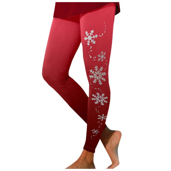 Kcolen Tummy Control Yoga Pants for Women, Plus Size High Elastic Yoga Pants, Reindeer Themed Print, Christmas Gifts for Her, Activewear