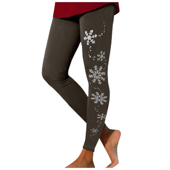 Kcolen Tummy Control Yoga Pants for Women, Plus Size High Elastic Yoga Pants, Reindeer Themed Print, Christmas Gifts for Her, Activewear