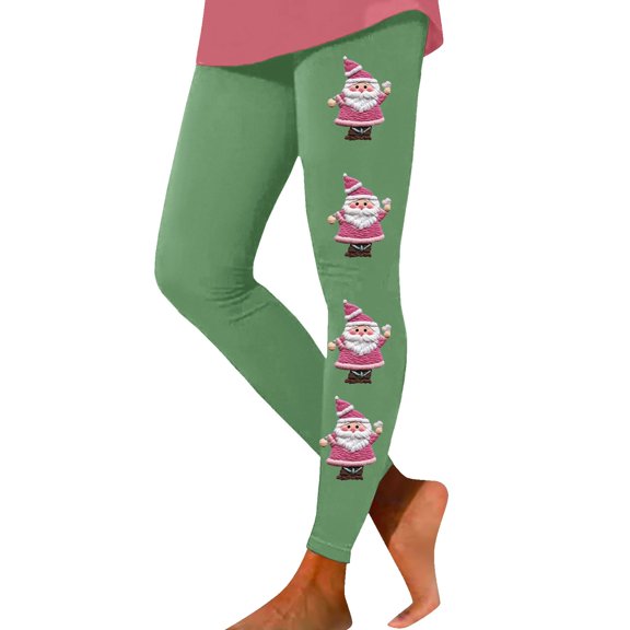 Kcolen Tummy Control Yoga Pants for Women,Soft Stretch Full Length Gym Running Tights, Christmas Themed Print, for Christmas Party, Yoga, Fitness