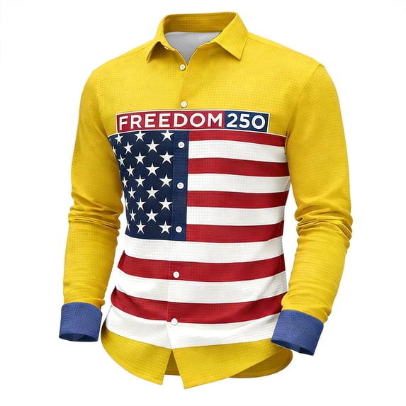 Kcolen Usa 250Th Anniversary Shirt for men Patriotic American Flag Button Down Shirt American 1776-2026 250th Birthday Casual Trendy Streetwear Tops