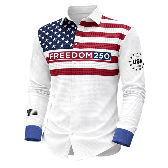 Kcolen Usa 250Th Anniversary Shirt for men Patriotic American Flag Button Down Shirt American 1776-2026 250th Birthday Casual Trendy Streetwear Tops