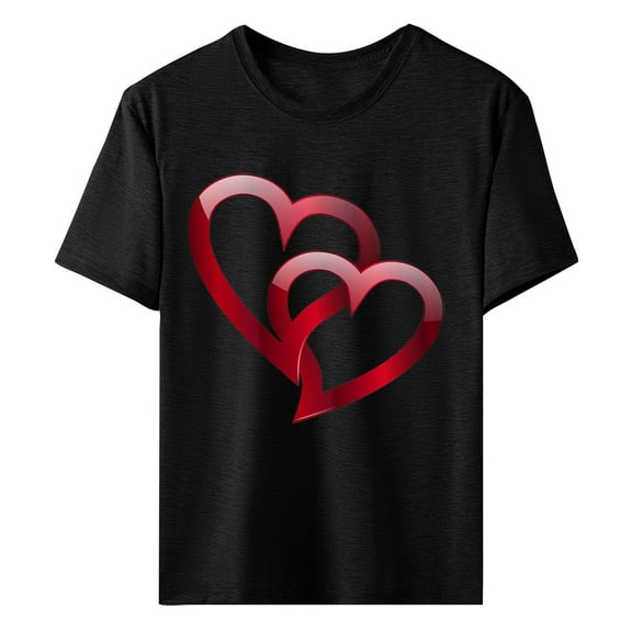 Kcolen Valentine's Day T Shirt for Women Lover Heart Happy Valentine's Day Shirt Women Plus Size Women Short Sleeve Top Women Clothes Summer