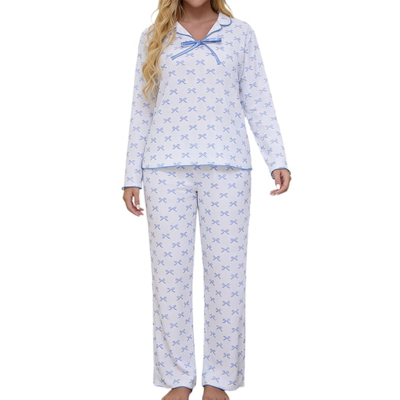 Kcolen Valentines Pajamas for Women Valentine’s Day 2 Piece Pj Set Long Sleeve Pj Sets Cute Heart Print Soft Womens Holiday Pajamas Loungewear Sets Woman,White S