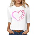 thumbnail image 1 of Kcolen Women Cancer Awareness T Shirt,Loose Pink Ribbon Print Awareness Support Tops 3/4 Length Sleeve Inspirational Blouse Cancer Support Crewneck Tops, 1 of 4