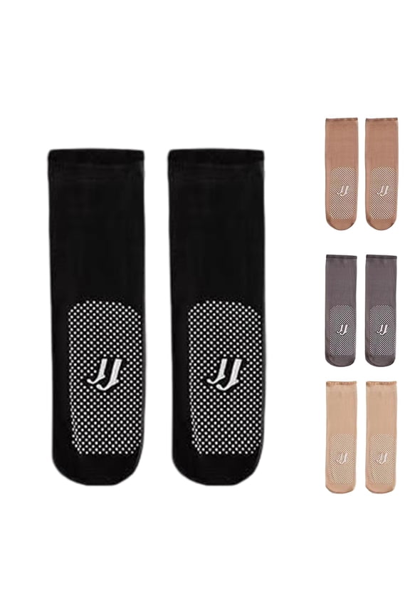 Women's Comfort No-Show Socks Clear Ultrathin Slippers Non- Massage Bottom Seamless Mid-Calf Silk Five Pair Pack