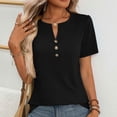 thumbnail image 1 of Kcolen Women's Dressy Casual Blouses To Wear with Jeans Summer Solid Color Short Sleeve T-Shirts V Neck Comfy Trendy Pullovers Loose Fit Fashion Blouse for Women, 1 of 4