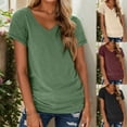 thumbnail image 1 of Kcolen Women's Dressy Casual Blouses To Wear with Jeans Summer Solid Color Short Sleeve T-Shirts V Neck Comfy Trendy Pullovers Loose Fit Fashion Blouse for Women, 1 of 6