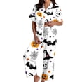 thumbnail image 1 of Kcolen Women's Halloween Pajama Sets Long Pants, Womens Satin Pajama Set Pants Button Front Halloween Pajamas Women Plus Size 2 Piece Lounge Set Pj Set,White,S, 1 of 6