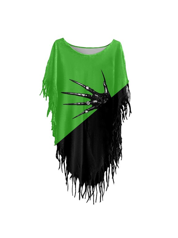 Women's Halloween Print Smock Cape Top Wraps Graphic Pullover Lightweight Festive Outerwear for Parties Halloween Gifts