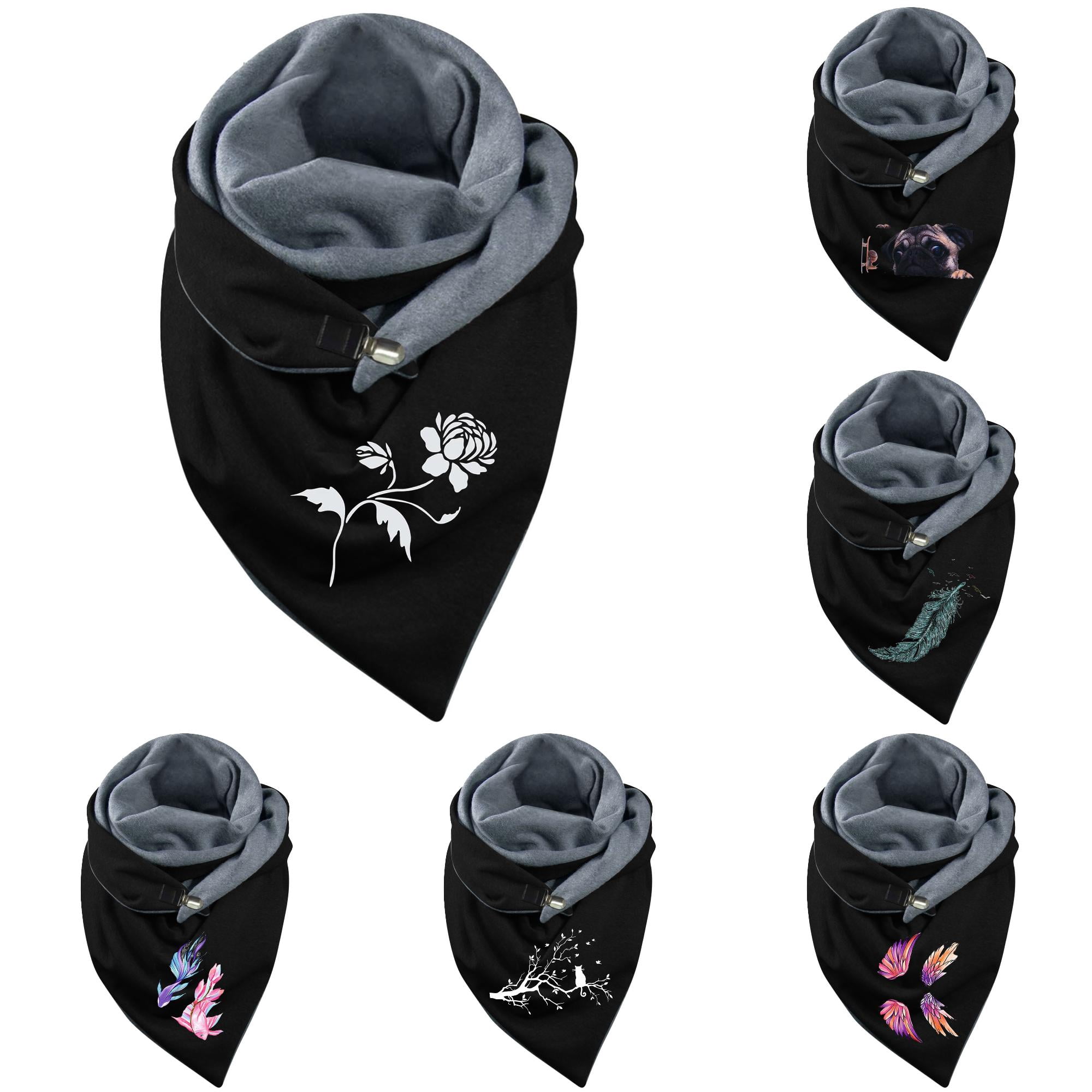 Kcolen Women's Triangular Scarf Bohemian Style With Warm Button And ...