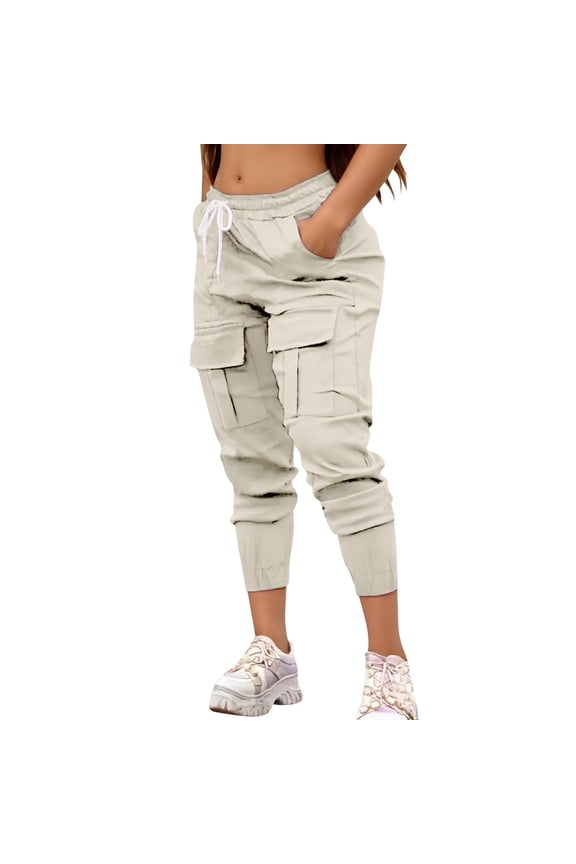 Womens Cargo Pants High Waisted Plus Size Stretchy Wide Leg Trousers with Pockets Oversized Women Trendy Wide Leg Trousers with Pockets