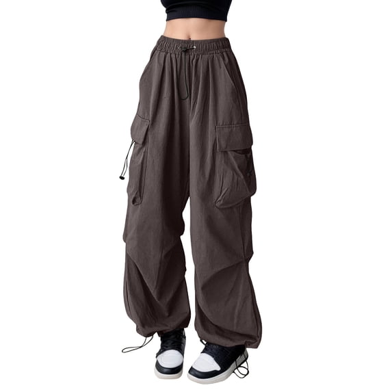 Kcolen Womens Cargo Pants with Pockets Baggy Casual Elastic Waist Trousers with Pockets Slim Fit Women Trendy Cargo Work Pants with Pockets for Outdoor & Hiking