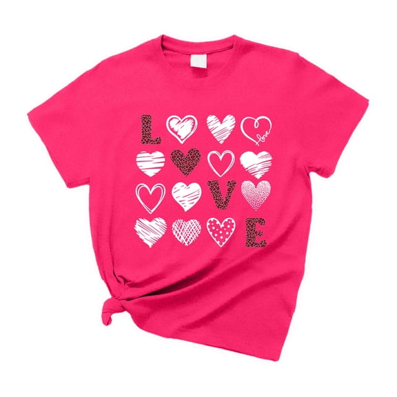 Kcolen Womens Funny Valentine's Day T Shirts Lover Heart Funny Valentine's Day Shirts for Women Comfortable Women Short Sleeve T Shirt Festive Tops