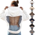 thumbnail image 1 of Kcolen Womens Hoodies Pullover Oversized Mesh Back Sweatshirt See Through Hollow Pullover Long Sleeve Backless Tops, 1 of 5