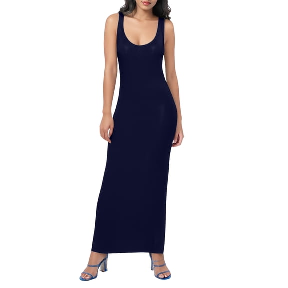 Kcolen Womens Summer Dresses Plus Size Solid Color Long a Line Sleeveless Women Beach Vacation Loose Dressy Summer Clothes for Women