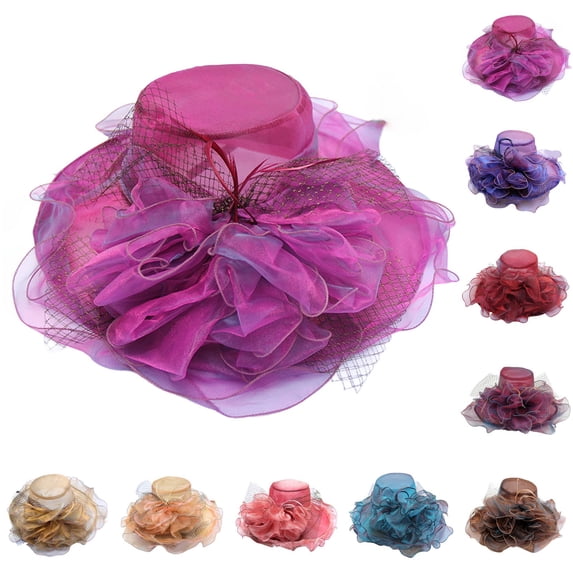 Kcolen Womens Tea Party Hats European Style Women's Sun Visor Hat with Large Floral Mesh Design for Fashionable Outdoor Sun