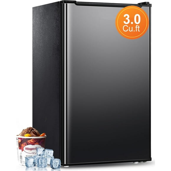 Kcpolre 3.0 Cu.ft Compact Upright Freezer, Mini Freezer with Adjustable Thermostat, Removable Shelves, Reversible Black Door, Ideal for Garage/Dorm/Office/Apartment/Kitchen, Black