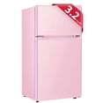 thumbnail image 1 of Kcpolre Pink Mini Fridge with Freezer 3.2 Cu.ft Refrigerators, Adjustable Glass Shelves, Quiet Dual Door Dorm Fridge for Bedroom, College, Office, 1 of 6