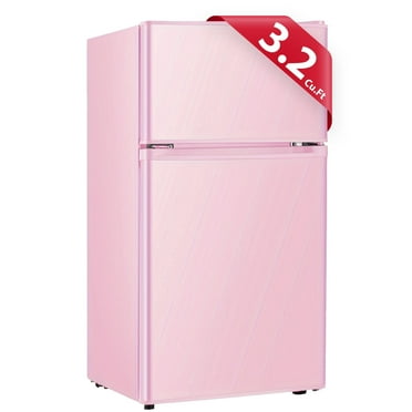 Kcpolre Mini Fridge with Freezer, 3.2 Cu.ft Compact Refrigerator, Mini Refrigerator with 2 Doors for Bedroom,Office,Kitchen,Apartment,Dorm, Pink