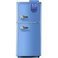 thumbnail image 1 of Kcpolre Retro Mini Fridge, 3.0 Cu. ft. Small Refrigerator with Freezer Retro Style with 7-Level Adjustable Thermostat, Compact Vintage 2-Door Fridge for Home, Apartments, Dorm, Office, Blue, 1 of 7