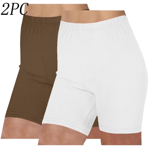 Kctiaxy 2 Pack Womens Biker Shorts Fashion Solid Color High Waist Hip Liftting Yoga Shorts Fitness Breathable Stretch Short Leggings Slim Pants