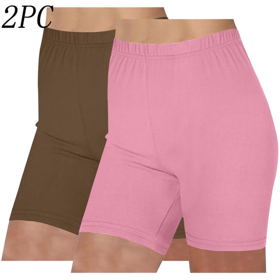 Kctiaxy 2 Pack Womens Biker Shorts Fashion Solid Color High Waist Hip Liftting Yoga Shorts Fitness Breathable Stretch Short Leggings Slim Pants