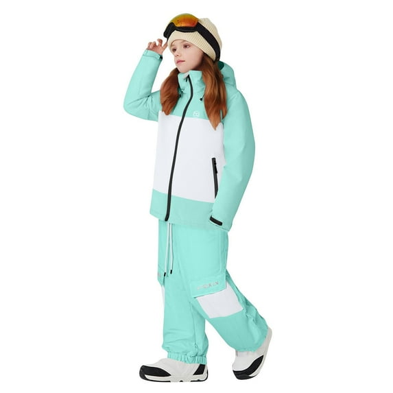 Kctiaxy Blue Kids Snow Suits Girls Boys Thickened Snowsuits Winter Warm Outdoor Ski Suits Waterproof Windproof Snowboard Jumpsuits 5-6 Year