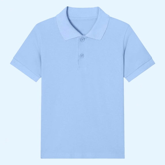 Kctiaxy Boys Shirts Solid Color Short Sleeve Button School Uniform Shirts Summer Breathable Comfortable Workout Sports Pullover Tees