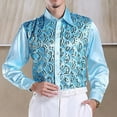 thumbnail image 1 of Kctiaxy Button Down Shirt Men Sequin Long Sleeve Shirts Casual Turndown Collar Soft Breathable Blouse Wedding Formal Suits, 1 of 3