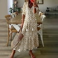 thumbnail image 1 of Kctiaxy Dresses for Women Fashion Printed V Neck Short Sleeve Boho Long Dresses Casual Loose Fits Spring and Summer Dresses, 1 of 8