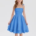 thumbnail image 1 of Kctiaxy Girls Dresses Cotton Linen Knot Spaghetti Straps Dress Cute Solid Color Sleeveless A-Line Pleated Tiered Flowy Sundress, 1 of 9