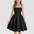 thumbnail image 1 of Kctiaxy Girls Dresses Cotton Linen Knot Spaghetti Straps Dress Cute Solid Color Sleeveless A-Line Pleated Tiered Flowy Sundress, 1 of 7