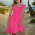 thumbnail image 1 of Kctiaxy Girls Dresses Summer Ruffle Sleeve Elastic Waist Dress Casaul Cute Solid Color A-Line Pleated Tiered Flowy Sundress, 1 of 9