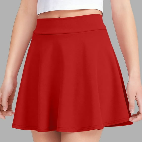 Kctiaxy Girls Skirt Elastic High Waisted Pleated Skirts Fashion Casual A-Line Loose Dressy Summer Skirt School Uniform