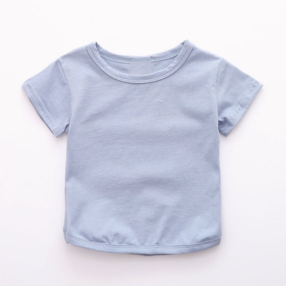 Kctiaxy Girls T Shirts Solid Color Round Neck Short Sleeve Tees Fashion Casual Comfy Loose Pullover Summer Tops for Newborn Infant
