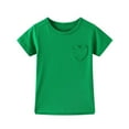 thumbnail image 1 of Kctiaxy Girls T Shirts Solid Color Round Neck Short Sleeve Tees Fashion Casual Comfy Loose Pullover Summer Tops with Heart Pocket, 1 of 6