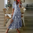 thumbnail image 1 of Kctiaxy Long Dresses for Women Oversize Fashion Spring and Summer V Neck Short Sleeve Dresses Casual Loose Fits Boho Dresses for Vacation, 1 of 8