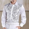 thumbnail image 1 of Kctiaxy Men's Formal Shiny Sequin Button Down Long Sleeve Shirts Casual Stylish Lapel Top Blouse for Halloween Cosplay Party, 1 of 3