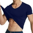 thumbnail image 1 of Kctiaxy Navy V Neck T Shirts Men Casual Solid Color Pullover T-Shirt Fashion Short Sleeve Shirts for Men Fitness and Outdoor Seamless Stretch Tight Tops XXL, 1 of 7