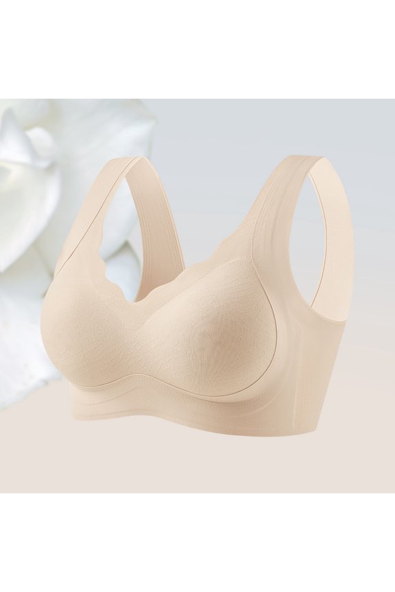 Patterned Bralettes for Women Wireless Soft Support Push Up Bras Seamless Stretchy Back Closure Push Up Bras for Daily