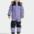 thumbnail image 1 of Kctiaxy Purple Toddler Snow Suits Winter Outdoor Warm Waterproof Windproof Ski Suits Girls Boys Thickened Hooded Snowsuit 12-13 Year, 1 of 7