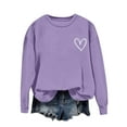 thumbnail image 1 of Kctiaxy Purple Valentines Day Sweatshirt Love Heart Print Sweatshirt for Women Loose Fitting Solid Color Fashionable Long Sleeve Shirts M, 1 of 4