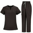 thumbnail image 1 of Kctiaxy Scrub Set Womens Classic Solid Color Short Sleeve V-Neck Work Shirts & Drawstring Elastic Waist Straight Leg Scrub Pants with Pockets, 1 of 4