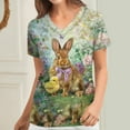 thumbnail image 1 of Kctiaxy Scrubs for Women Funny Casual Rabbit Print Graphic Easter Shirts for Women Short Sleeve V-neck Pullover Work Tee Tops with Pockets, 1 of 5
