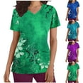 thumbnail image 1 of Kctiaxy Scrubs for Women Short Sleeve V Neck Nursing Scrub Tops Graphic Print Fashion Causal Stretch Medical Work Wear Tops with Pocketss, 1 of 6