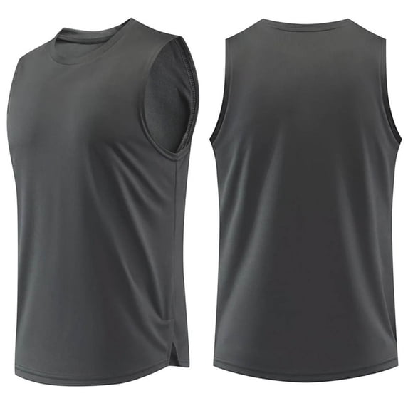 Kctiaxy Sleeveless Shirts for Men Muscle Tank Tops Solid Color Round Neck Tee Shirts Casual Breathable Gym Sports Training Blouses