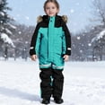 thumbnail image 1 of Kctiaxy Snowsuit for Girls Children Soild Color Casual Ski Suits Warm Windproof Waterproof Winter Outdoor Thickened Suits, 1 of 8