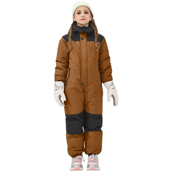 Kctiaxy Suits for Toddler Boys Girls Colorful Lightweight Insulated Snowsuits Windproof Hooded Snowsuit Winter Outwear Ski Suits