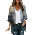 thumbnail image 1 of Kctiaxy Summer Cardigans for Women Lightweight Long Sleeve Cre W Neck Cardigan Jacket Printed Open Front Causal Loose Jacket, 1 of 5